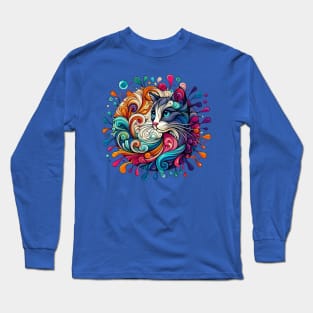 Colorful cat splash Long Sleeve T-Shirt